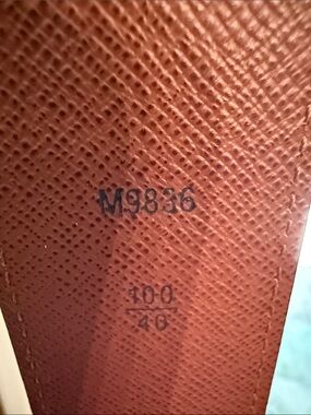 Louis Vuitton Leather Belt with Debossed Code in Cognac Brown